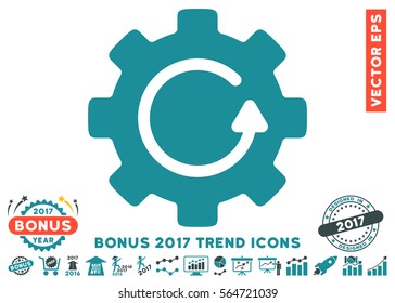 Soft Blue Gear Rotation icon with bonus 2017 year trend design elements. Vector illustration style is flat iconic bicolor symbols, white background.