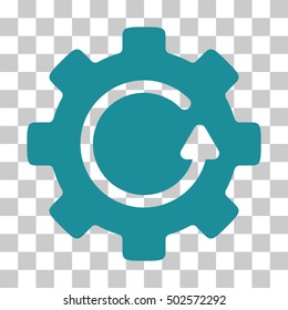 Soft Blue Gear Rotation interface toolbar pictogram. Vector pictogram style is a flat symbol on chess transparent background.