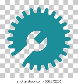 Soft Blue Gear Tools toolbar pictogram. Vector pictogram style is a flat symbol on chess transparent background.