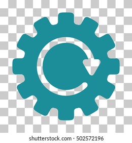 Soft Blue Gearwheel Rotation interface toolbar icon. Vector pictogram style is a flat symbol on chess transparent background.