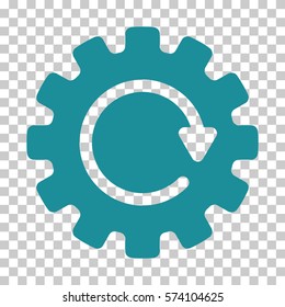 Soft Blue Gearwheel Rotation interface icon. Vector pictograph style is a flat symbol on chess transparent background.