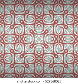 Soft blue geometric seamless pattern background in ethnic style. Intricate medley repeatable backdrop. Colorful, symmetrical design for ads, web, textile or other purpose. Retro tracery.
