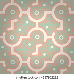 Soft blue geometric seamless pattern in maze style. Clean mosaic repeatable backdrop. Vivid, symmetrical design for surface, carpet, ads or other purpose. Classic motif. Vector background.