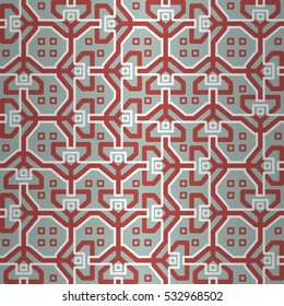 Soft blue geometrical seamless pattern background in labyrinth style. Clean mosaic repeatable backdrop.