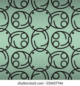 Soft blue geometrical seamless pattern background in alien style. Colorful, symmetric design for game, ads, surface or other purpose.