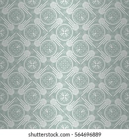 Soft blue geometrical seamless pattern in china style. Vivid, symmetric design for web, ads, wallpaper or other purpose. Hieroglyph translation: Chinese New Year of the Rooster 2017
