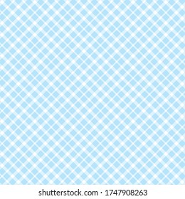 Soft blue gingham pattern. Texture from rhombus/squares for - plaid, tablecloths, clothes, shirts, dresses, paper and other textile products. Vector illustration.