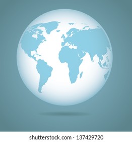 Soft Blue Globe. Portions of this image supplied by NASA. EPS 10 vector, grouped for easy editing. No open shapes or paths.