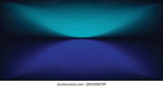 Soft blue gradient background with mirrored reflection and subtle horizon line creating a calm, futuristic atmosphere. Minimal abstract landscape evokes serenity, depth, modern design, and ambient light for creative projects.