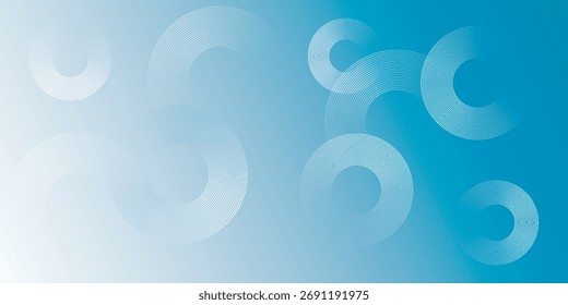 Um plano de fundo gradiente azul suave com formas circulares de anel translúcidas e sobrepostas, criando uma sensação de profundidade e movimento.
