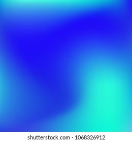 Soft blue gradient. Blurred abstract background. Multicolor blurry blend. Holographic illustration. Smooth blue texture. Beautiful natural light. Blue, green and magenta soft colored vector.