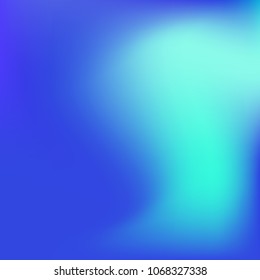 Soft blue gradient. Blurred abstract background. Multicolor blurry blend. Holographic illustration. Smooth blue texture. Beautiful natural light. Blue, green and magenta soft colored vector.