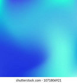 Soft blue gradient. Blurred abstract background. Multicolor blurry blend. Holographic illustration. Smooth blue texture. Beautiful natural light. Blue, green and magenta soft colored vector.