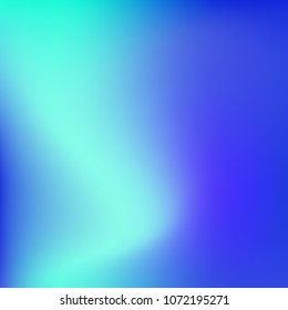Soft blue gradient. Blurred abstract background. Multicolor blurry blend. Holographic illustration. Smooth blue texture. Beautiful natural light. Blue, green and magenta soft colored vector.