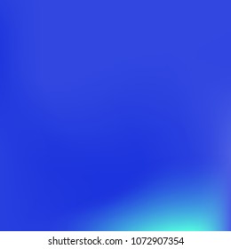 Soft blue gradient. Blurred abstract background. Multicolor blurry blend. Holographic illustration. Smooth blue texture. Beautiful natural light. Blue, green and magenta soft colored vector.