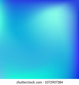 Soft blue gradient. Blurred abstract background. Multicolor blurry blend. Holographic illustration. Smooth blue texture. Beautiful natural light. Blue, green and magenta soft colored vector.