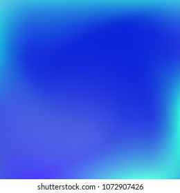 Soft blue gradient. Blurred abstract background. Multicolor blurry blend. Holographic illustration. Smooth blue texture. Beautiful natural light. Blue, green and magenta soft colored vector.