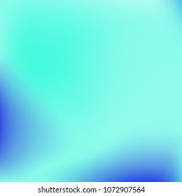 Soft blue gradient. Blurred abstract background. Multicolor blurry blend. Holographic illustration. Smooth blue texture. Beautiful natural light. Blue, green and magenta soft colored vector.