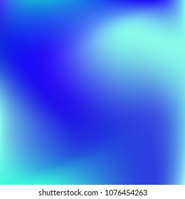 Soft blue gradient. Blurred abstract background. Multicolor blurry blend. Holographic illustration. Smooth blue texture. Beautiful natural light. Blue, green and magenta soft colored vector.