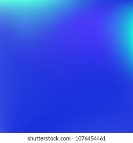 Soft blue gradient. Blurred abstract background. Multicolor blurry blend. Holographic illustration. Smooth blue texture. Beautiful natural light. Blue, green and magenta soft colored vector.