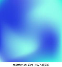 Soft blue gradient. Blurred abstract background. Multicolor blurry blend. Holographic illustration. Smooth blue texture. Beautiful natural light. Blue, green and magenta soft colored vector.