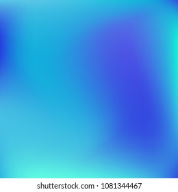 Soft blue gradient. Blurred abstract background. Multicolor blurry blend. Holographic illustration. Smooth blue texture. Beautiful natural light. Blue, green and magenta soft colored vector.