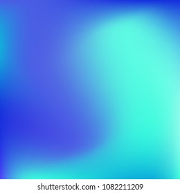 Soft blue gradient. Blurred abstract background. Multicolor blurry blend. Holographic illustration. Smooth blue texture. Beautiful natural light. Blue, green and magenta soft colored vector.