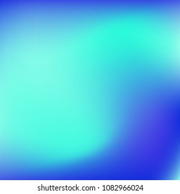 Soft blue gradient. Blurred abstract background. Multicolor blurry blend. Holographic illustration. Smooth blue texture. Beautiful natural light. Blue, green and magenta soft colored vector.