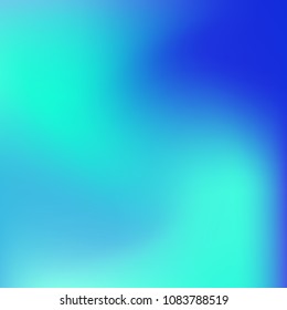 Soft blue gradient. Blurred abstract background. Multicolor blurry blend. Holographic illustration. Smooth blue texture. Beautiful natural light. Blue, green and magenta soft colored vector.