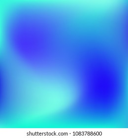 Soft blue gradient. Blurred abstract background. Multicolor blurry blend. Holographic illustration. Smooth blue texture. Beautiful natural light. Blue, green and magenta soft colored vector.