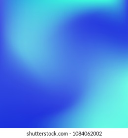 Soft blue gradient. Blurred abstract background. Multicolor blurry blend. Holographic illustration. Smooth blue texture. Beautiful natural light. Blue, green and magenta soft colored vector.