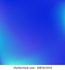 Soft blue gradient. Blurred abstract background. Multicolor blurry blend. Holographic illustration. Smooth blue texture. Beautiful natural light. Blue, green and magenta soft colored vector.