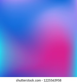 Soft blue gradient. Blurred abstract background. Multicolor blurry blend. Holographic illustration. Smooth blue texture. Beautiful natural light. Blue, green and magenta soft colored vector.