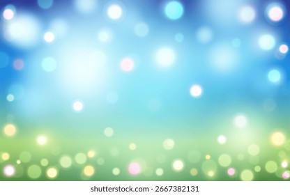 Fondo azul y verde suave de Bokeh, luz Abstractas de la primavera con el resplandor alegre del color, decoración del fondo