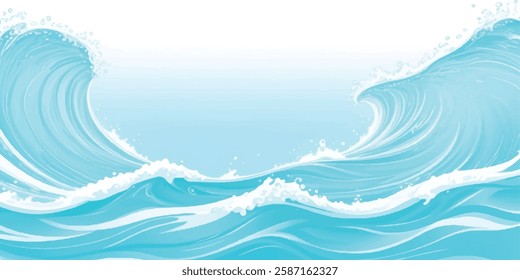 Soft Blue and Green Watercolor Ocean Wave Texture Background Featuring Abstract Waves Perfect for Creative Ocean-Inspired Graphic Design Projects and Elegant Visual Concepts.
