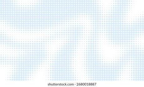 Soft blue halftone background with wave. Overlay effect. Abstract horizontal vector graphic template.