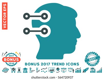 Soft Blue Head Connectors pictogram with bonus 2017 year trend pictograms. Vector illustration style is flat iconic bicolor symbols, white background.