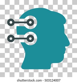 Soft Blue Head Connectors toolbar pictogram. Vector pictogram style is a flat bicolor symbol on chess transparent background.