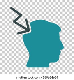 Soft Blue Head Electric Strike interface pictogram. Vector pictograph style is a flat bicolor symbol on chess transparent background.