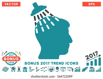 Soft Blue Head Shower icon with bonus 2017 trend images. Vector illustration style is flat iconic bicolor symbols, white background.