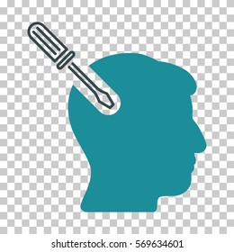Soft Blue Head Surgery Screwdriver interface toolbar icon. Vector pictogram style is a flat bicolor symbol on chess transparent background.