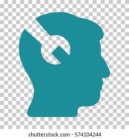Soft Blue Head Surgery Wrench interface toolbar pictogram. Vector pictograph style is a flat symbol on chess transparent background.