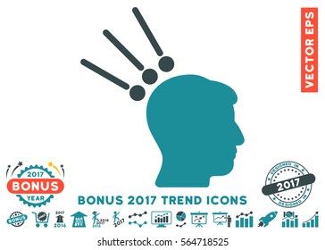 Soft Blue Head Test Connectors pictograph with bonus 2017 trend design elements. Vector illustration style is flat iconic bicolor symbols, white background.