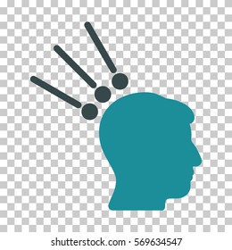 Soft Blue Head Test Connectors interface toolbar pictogram. Vector pictogram style is a flat bicolor symbol on chess transparent background.