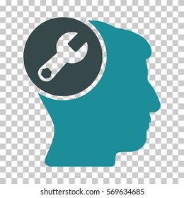 Soft Blue Head Wrench Repair interface pictogram. Vector pictograph style is a flat bicolor symbol on chess transparent background.