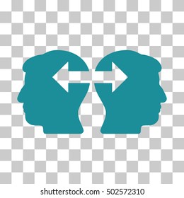 Soft Blue Heads Exchange Arrows interface toolbar icon. Vector pictogram style is a flat symbol on chess transparent background.