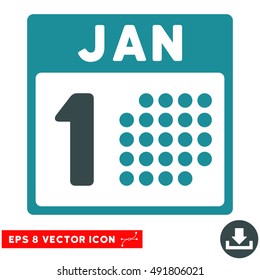 Soft Blue January First EPS vector icon. Illustration style is flat iconic bicolor symbol on a white background.