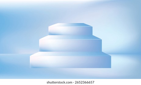 Palco quadrado de camada azul suave com fundo de gradiente de malha para exibição do produto