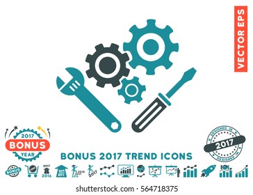 Soft Blue Mechanics Tools icon with bonus 2017 trend elements. Vector illustration style is flat iconic bicolor symbols, white background.