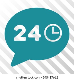 Soft Blue Message Hours interface toolbar icon. Vector pictogram style is a flat symbol on diagonal hatch transparent background.